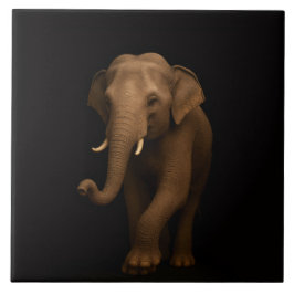 Black 4 Luxe Tile with Gentle Indian Elephant Fliese