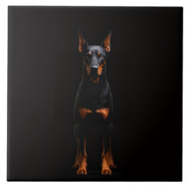 Black 4 Luxe Tile with Guardian Doberman Fliese