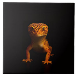 Black 4 Luxe Tile with Leopard Gecko Lizard Fliese
