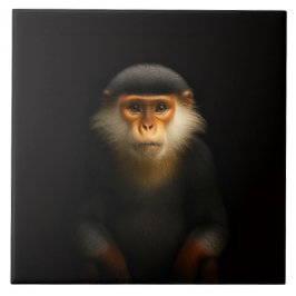 Black 4 Luxe Tile with Red Shanked Douc Langur Fliese