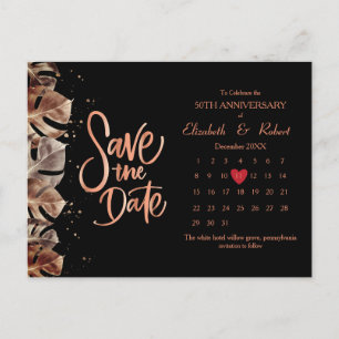 Black 50 Jahre Jubiläum Luxury The Date Calendar Ankündigungspostkarte