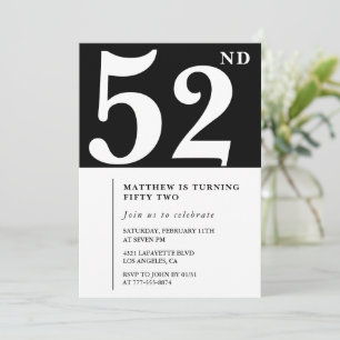 Black 52. Geburtstagseinladung Elegant Chic Einfac Einladung