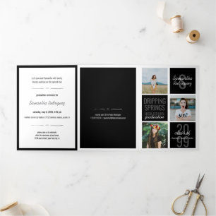 Black 5-Foto Fun Boxes Abschluss Dreifach Gefaltete Einladung
