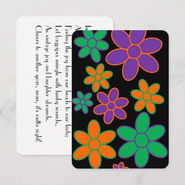 Black 70er Style Scottish Gedicht Birthday Card (Vorne/Hinten)