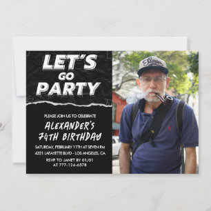 Black 74. Geburtstag Einladungen Männer Foto