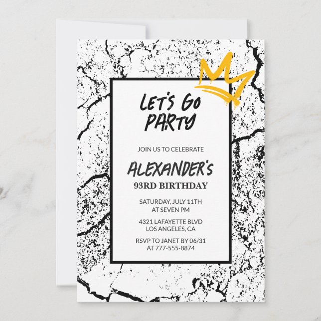 Black 93e anniversaire invitation Hommes Hip hop (Devant)