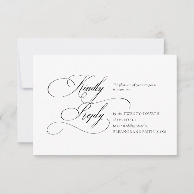 Black "A" Monogram Wedding RSVP Card Karte (Vorderseite)