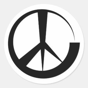 Black abgeschieden Creative Peace (Schwarzes Frie Runder Aufkleber