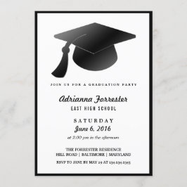 Black Abschluss Hat Modern Graduation Party Einladung