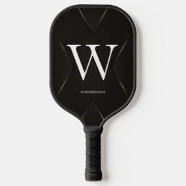 Black Abstract Custom Text Name Pickleball Schläger