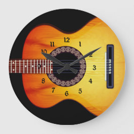 Black Acoustic Gitarre Große Wanduhr