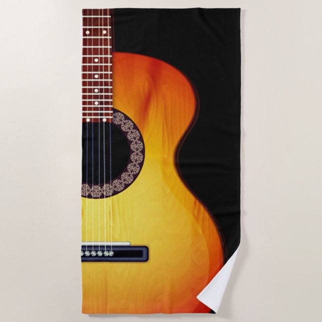 Black Acoustic Guitar Strandtuch (Vorderseite)