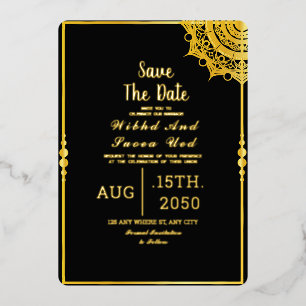 Black Acrylic Wedding Luxury Save the Date Folieneinladung