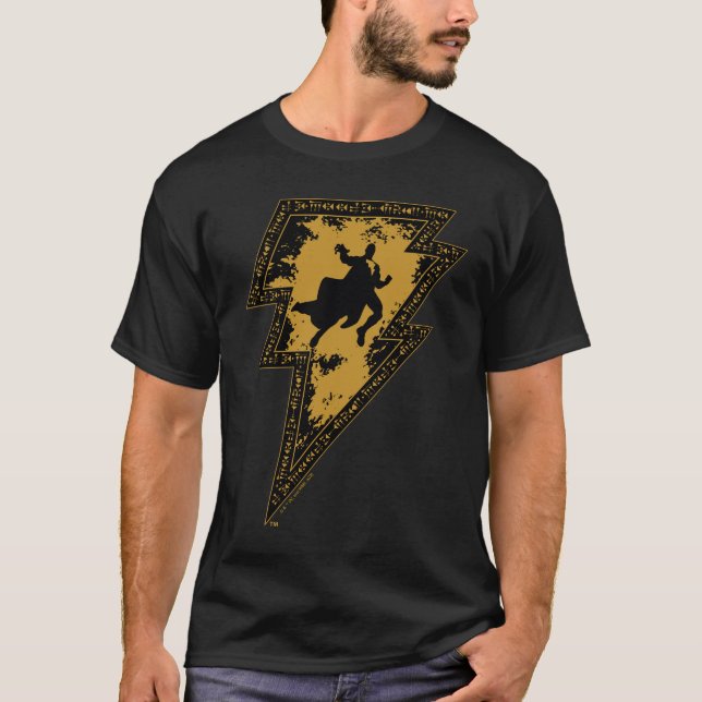 Black Adam Distressed Lightning Bolt Graphic T-Shirt (Vorderseite)