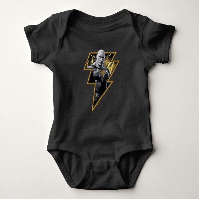 Black Adam Gray and Gold Lightning Graphic Baby Strampler (Vorderseite)
