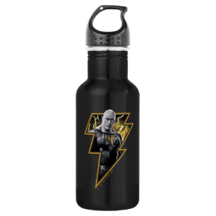 Black Adam Gray and Gold Lightning Graphic Edelstahlflasche