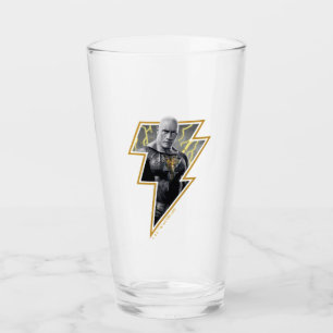 Black Adam Gray und Gold Blitze Grafik Glas