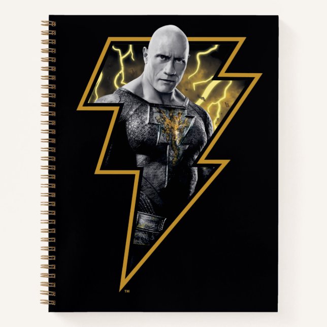 Black Adam Gray und Gold Blitze Grafik Notizbuch (Vorderseite)