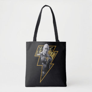 Black Adam Gray und Gold Blitze Grafik Tasche