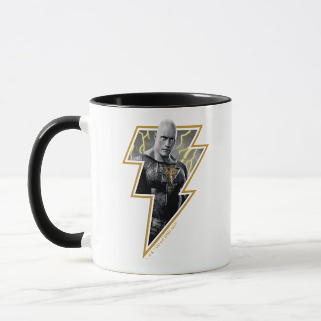 Black Adam Gray und Gold Blitze Grafik Tasse (Links)