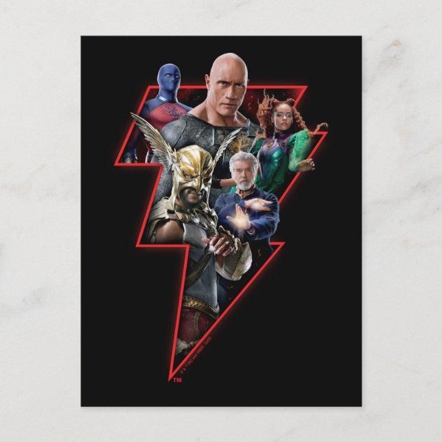 Black Adam Group Blitzgrafik Postkarte (Vorderseite)