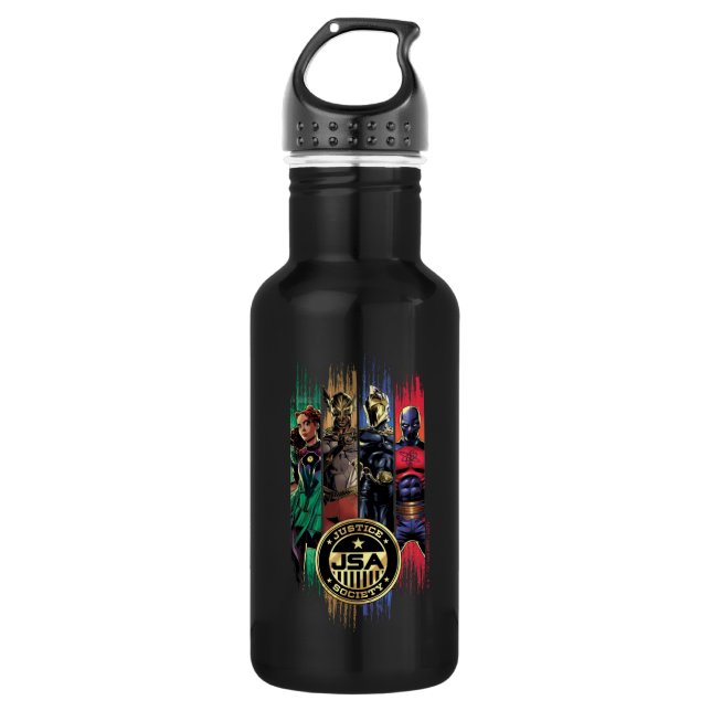 Black Adam Justice Society Heroes In Stripes Edelstahlflasche (Vorderseite)