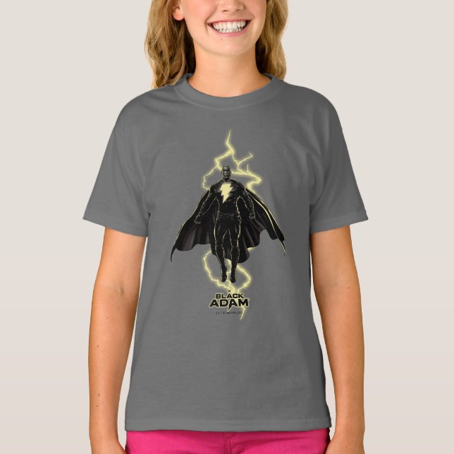Black Adam Lightning Silhouette Graphic T-Shirt (Vorderseite)
