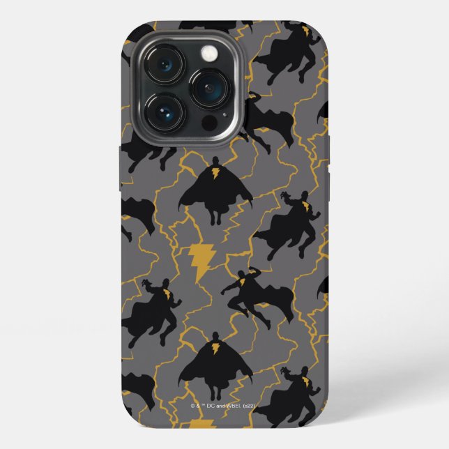 Black Adam Lightning Silhouette Pattern iPhone 13 Pro Hülle (Hinten)