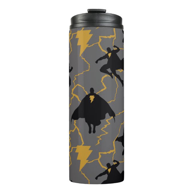 Black Adam Lightning Silhouette Pattern Thermosbecher (Vorderseite)