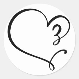 Black Aesthetic Line Heart Wedding Umschlag Aufkle Runder Aufkleber
