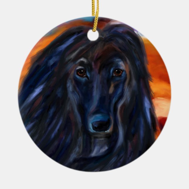 Black Afghan Hound Keramik Ornament (Vorne)