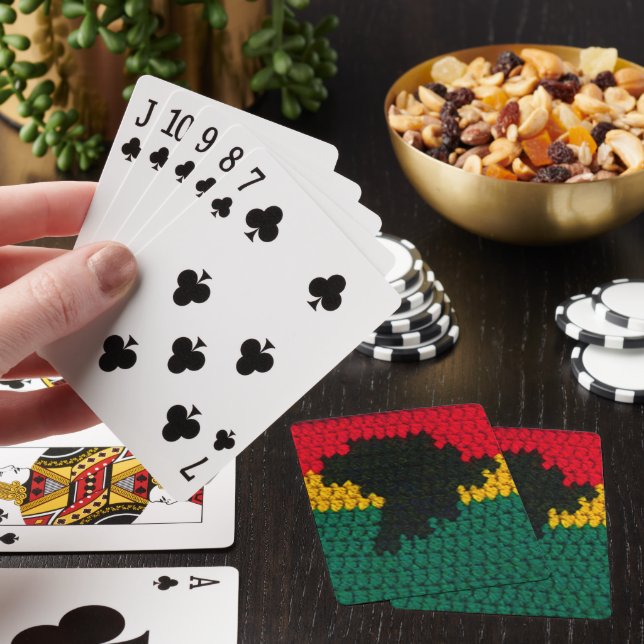 Black Africa Map Red Gold Green Crochet Print Spielkarten (In Situ)