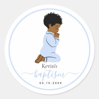 Black African American Baby Boy Taufsticker Runder Aufkleber