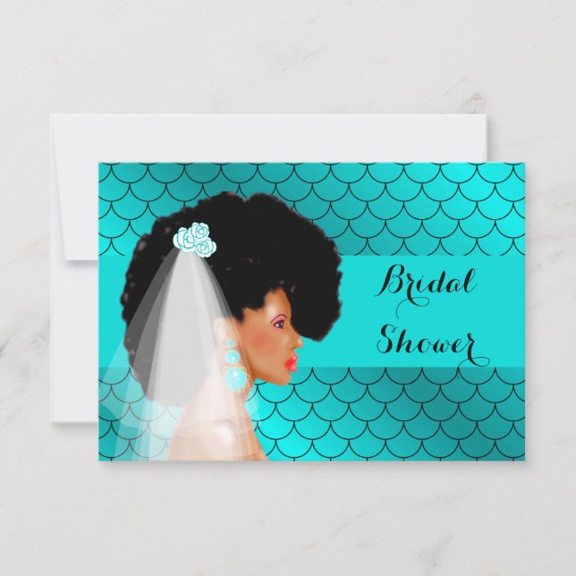 Black African American Bridal Dusche Einladung (Vorderseite)