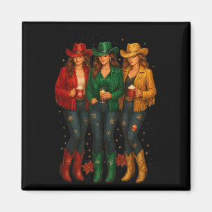 Black African American Cowgirl Western Christmas T Magnet
