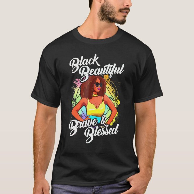 Black African American Ebony Schöne Königin Retro T-Shirt (Vorderseite)