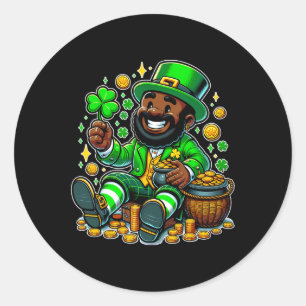 Black African American Leprechaun Saint Patrick Runder Aufkleber