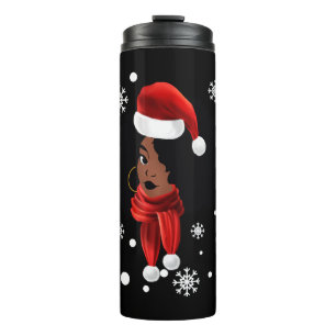 Black African American Santa Apparel Christmas Mel Thermosbecher