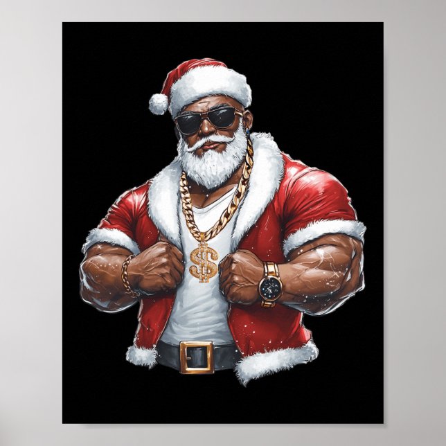 Black African American Santa Claus Xmas Merry Chri Poster (Vorne)