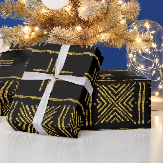 Black African Bogolan Giftwrap Geschenkpapier (Feiertage)