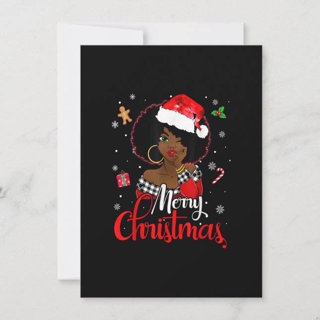 Black African Girl American Melanin Christmas Sant Einladung (Vorderseite)