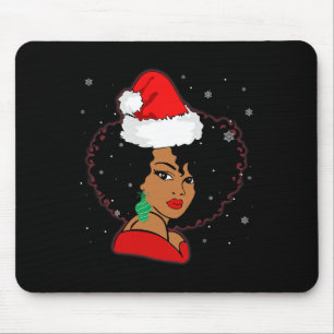 Black African Girl American Melanin Christmas Sant Mousepad