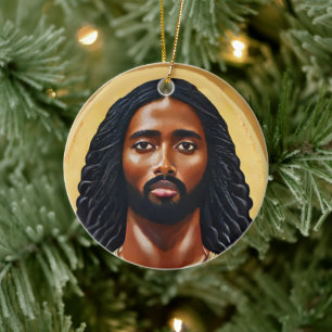 Black African Jesus Christ Religious Art Keramik Ornament
