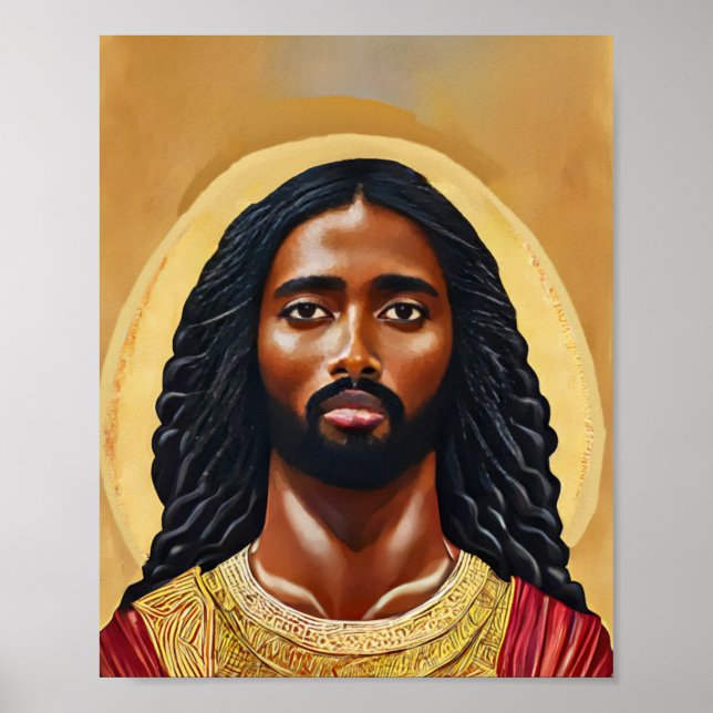 Black African Jesus Christ Religious Art Poster (Vorne)