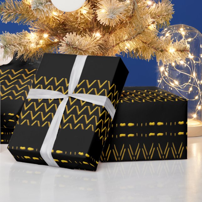 Black African Pattern Mix Wrapping Paper Geschenkpapier (Feiertage)