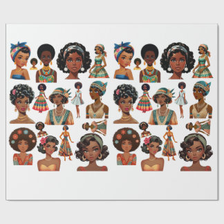 Black African Woman Fashion art 20s to 70s Eras Geschenkpapier
