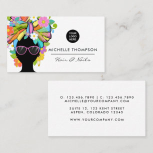 Black African Woman Square Business Card Visitenkarte
