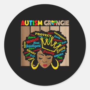 Black Afro American Autism Grangie Awarene Runder Aufkleber