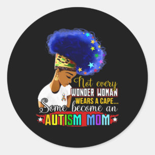 Black Afro American Autismus Awareness Mama Rainbo Runder Aufkleber