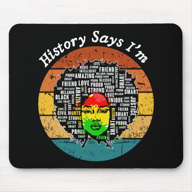 Black Afro Melanin Girl Schwarze Geschichte Monat Mousepad (Vorne)
